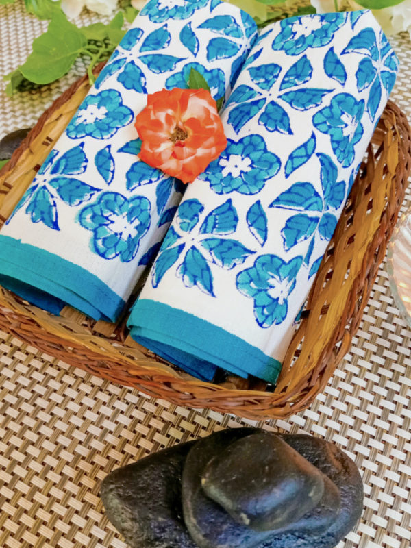 Candytuft Handblock Printed Cotton Face Towel (Set of 6)