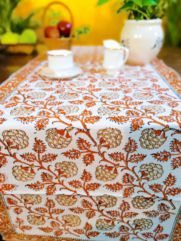 Bela Handblock Printed Canvas Cotton Table Runner (Length - 72in, Width - 19in)