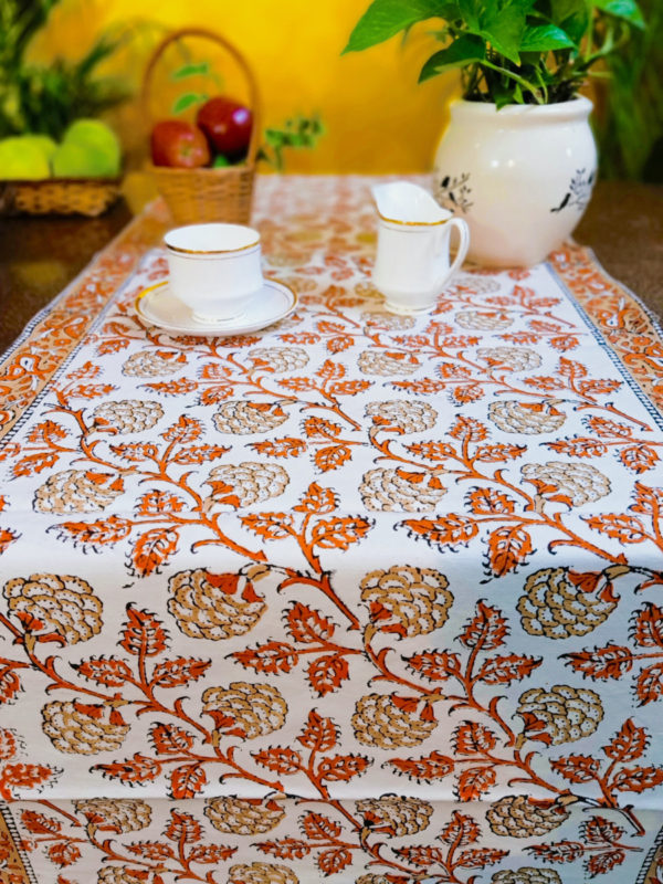 Bela Handblock Printed Canvas Cotton Table Runner (Length - 72in, Width - 19in)