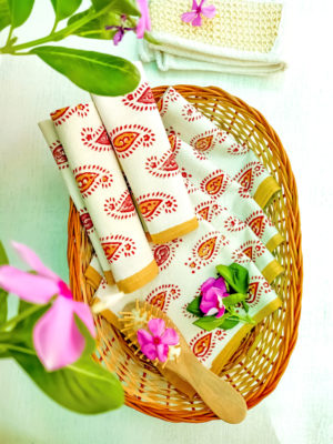 Butterfly Bush Handblock Printed Cotton Face Towel (Set of 6)