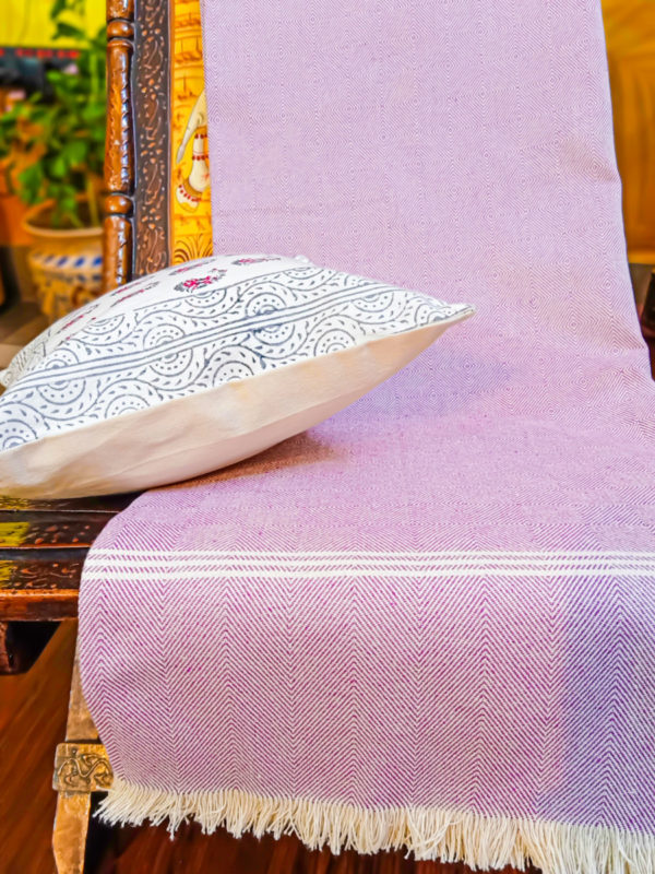 Sunshine Purple Handwoven Cotton Throw/Dohar (L-100in|W-56in)