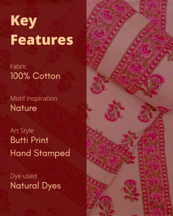 Petal Pushing Handblock Printed Mulmul Cotton Double Dohar with Flannel