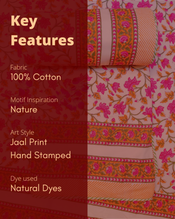 Pollen Pros Handblock Printed Mulmul Cotton Double Dohar with Flannel