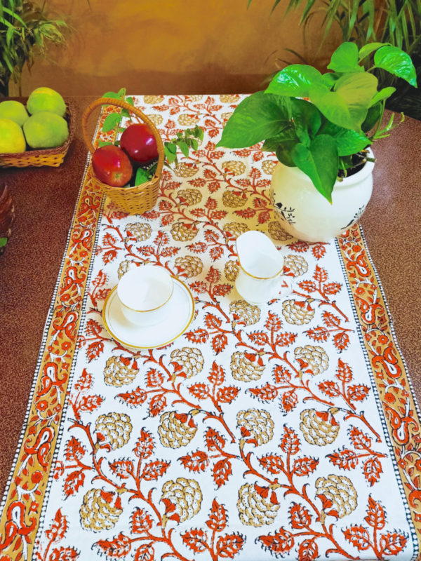 Bela Handblock Printed Canvas Cotton Table Runner (Length - 72in, Width - 19in)