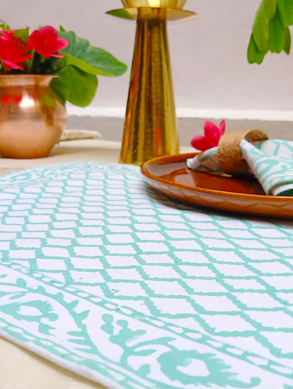 Bega Cotton Hand Block Printed Table Placemat and Napkin Set Of 4 (Napkins-2|Placemats-2)