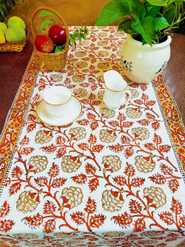 Bela Handblock Printed Canvas Cotton Table Runner (Length - 72in, Width - 19in)