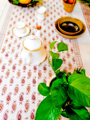 Tarabuti Cotton Hand Block Printed Table Cover (L- 85 Inches X W- 55 Inches)