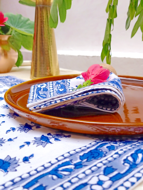 Makli Cotton Hand Block Printed Table Placemat and Napkin Set Of 4 (Napkins-2|Placemats-2)