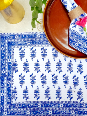 Makli Cotton Hand Block Printed Table Placemat and Napkin Set Of 4 (Napkins-2|Placemats-2)