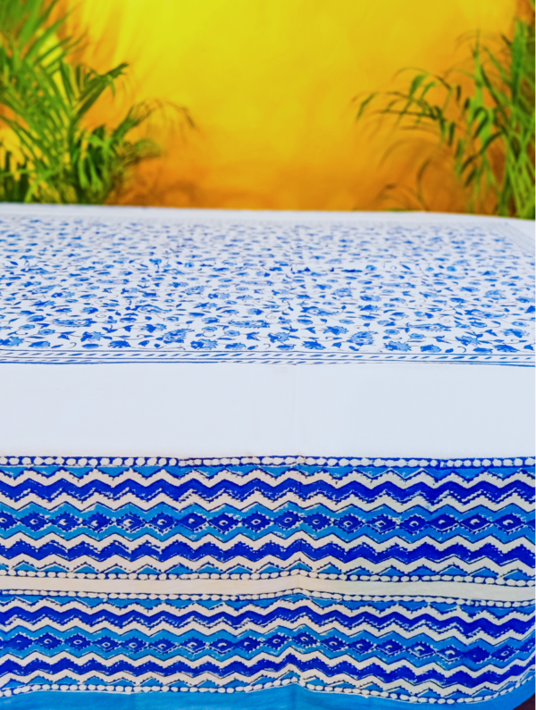 Gendakibel Cotton Hand Block Printed Table Cover (L- 85 Inches X W- 55 Inches)