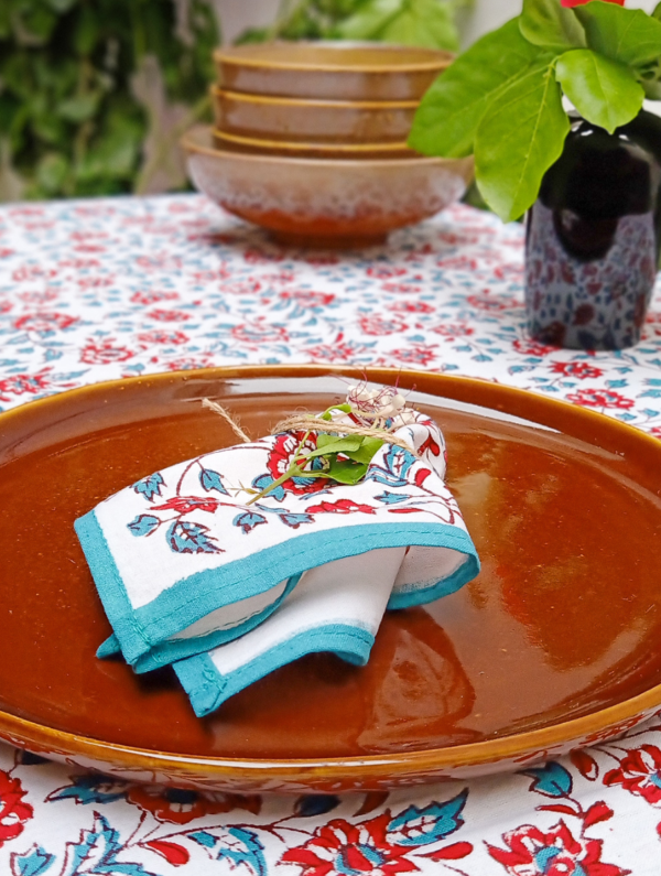 Ketki Cotton Hand Block Printed Table Napkin Set Of 2 (L-13 In X W-13 In)