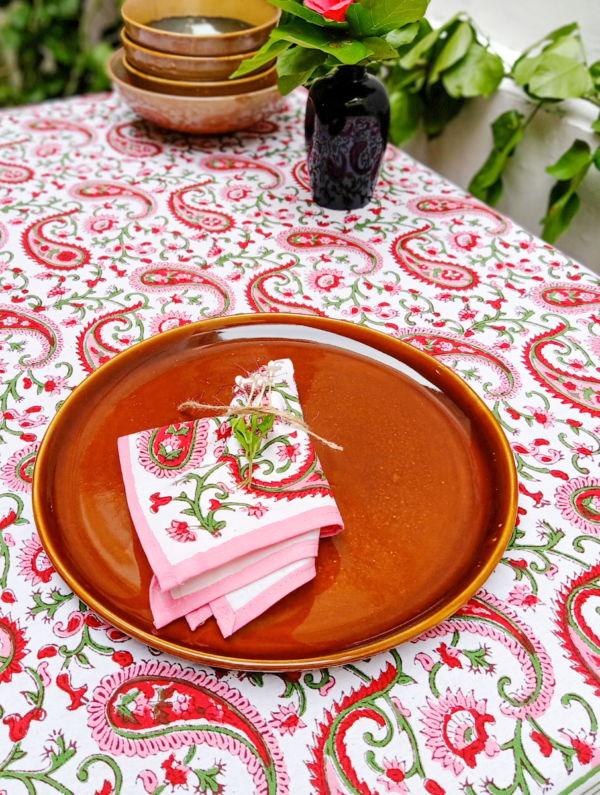 Mukhi Cotton Hand Block Printed Table Napkin Set Of 2 (L-13 In X W-13 In)