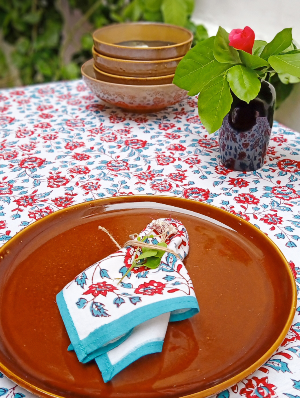 Ketki Cotton Hand Block Printed Table Napkin Set Of 2 (L-13 In X W-13 In)