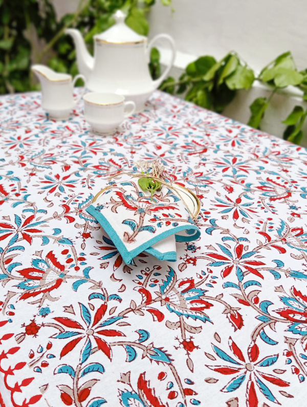 Zinnia Cotton Hand Block Printed Table Napkin Set Of 2 (L-13 In X W-13 In)