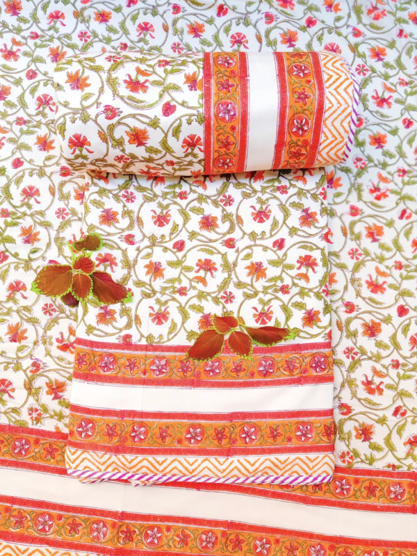 Bloomerangs Handblock Printed Voile Cotton Double Dohar with Flannel