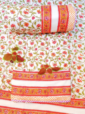 Bloomerangs Handblock Printed Voile Cotton Double Dohar with Flannel