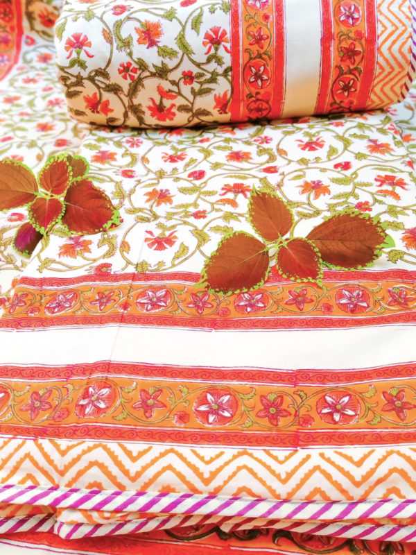 Bloomerangs Handblock Printed Voile Cotton Double Dohar with Flannel