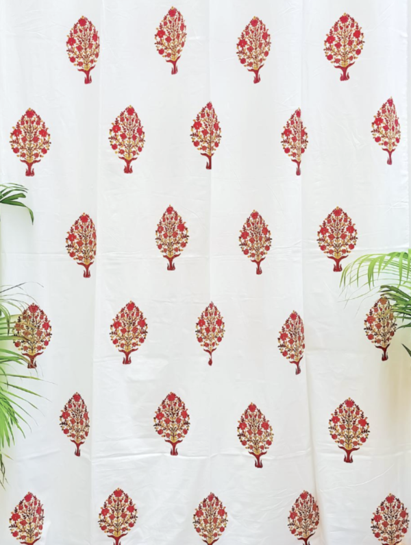 Apex Flowers Handblock Printed Cotton Curtain (Length - 84in, Width - 60in)