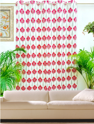 Rosery Hub Handblock Printed Cotton Curtain (Length - 84in, Width - 60in)