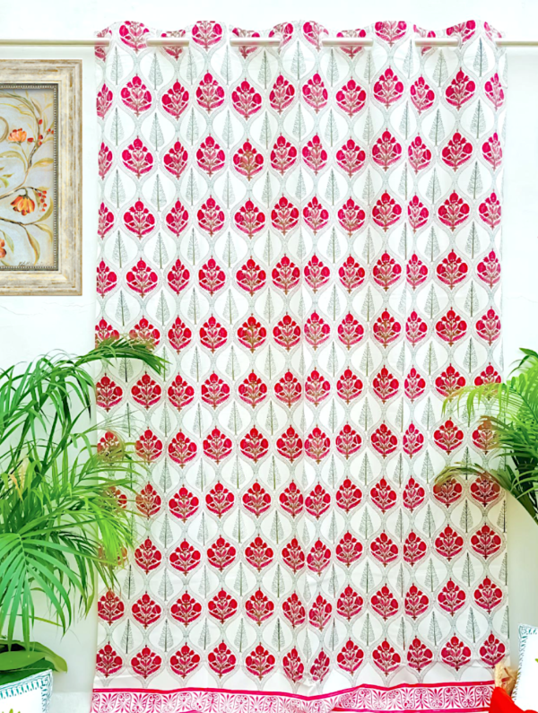 Rosery Hub Handblock Printed Cotton Curtain (Length - 84in, Width - 60in)