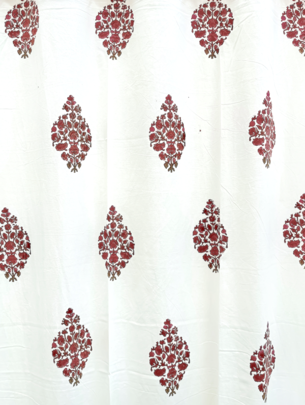 Sliverline Flowers Handblock Printed Cotton Curtain (Length - 84in, Width - 60in)