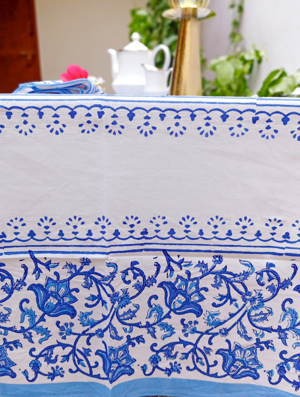 Manhri Cotton Hand Block Printed Table Cover (L- 85 Inches X W- 55 Inches)