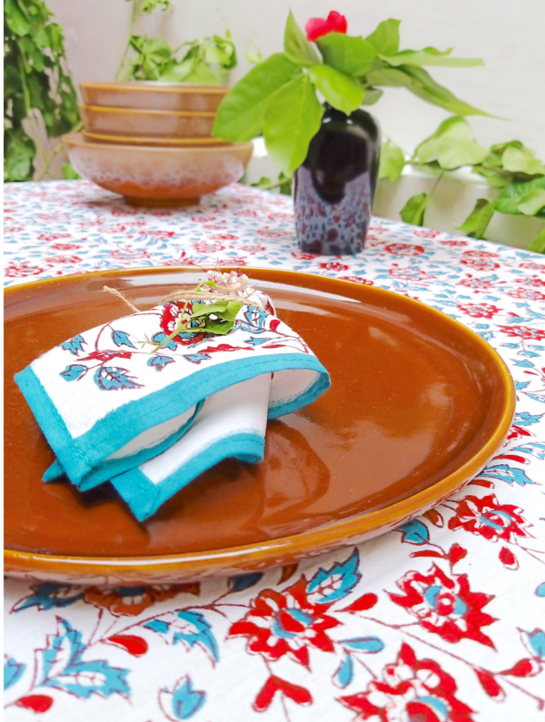 Ketki Cotton Hand Block Printed Table Cover (L- 85 Inches X W- 55 Inches)